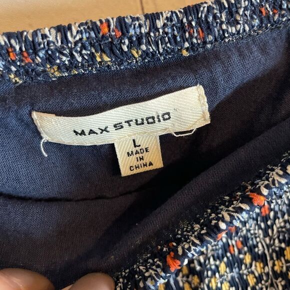 Max Studio Blue Floral Skirt Large - Picture 3 of 4